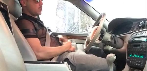  Man caught jerking off in the car